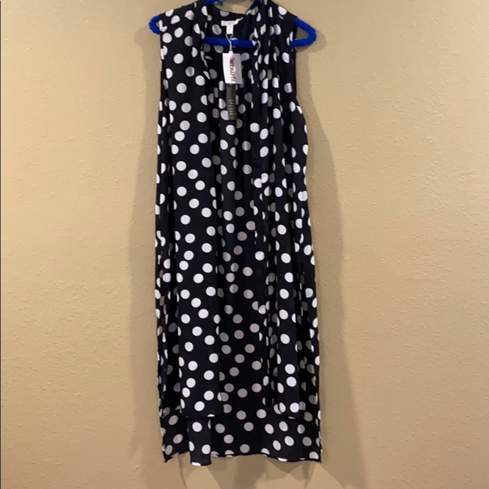 Polka dot button up shirt/cover up